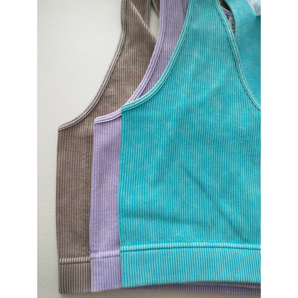 Lavender Washed Ribbed Racerback Tank Top - Picture 7 of 9